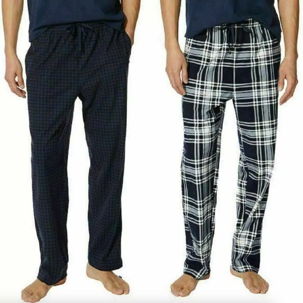 Nautica Blue Plaid Check Soft Fleece Sleepwear PJ Pants Mens XXL 2XL Lot of 2